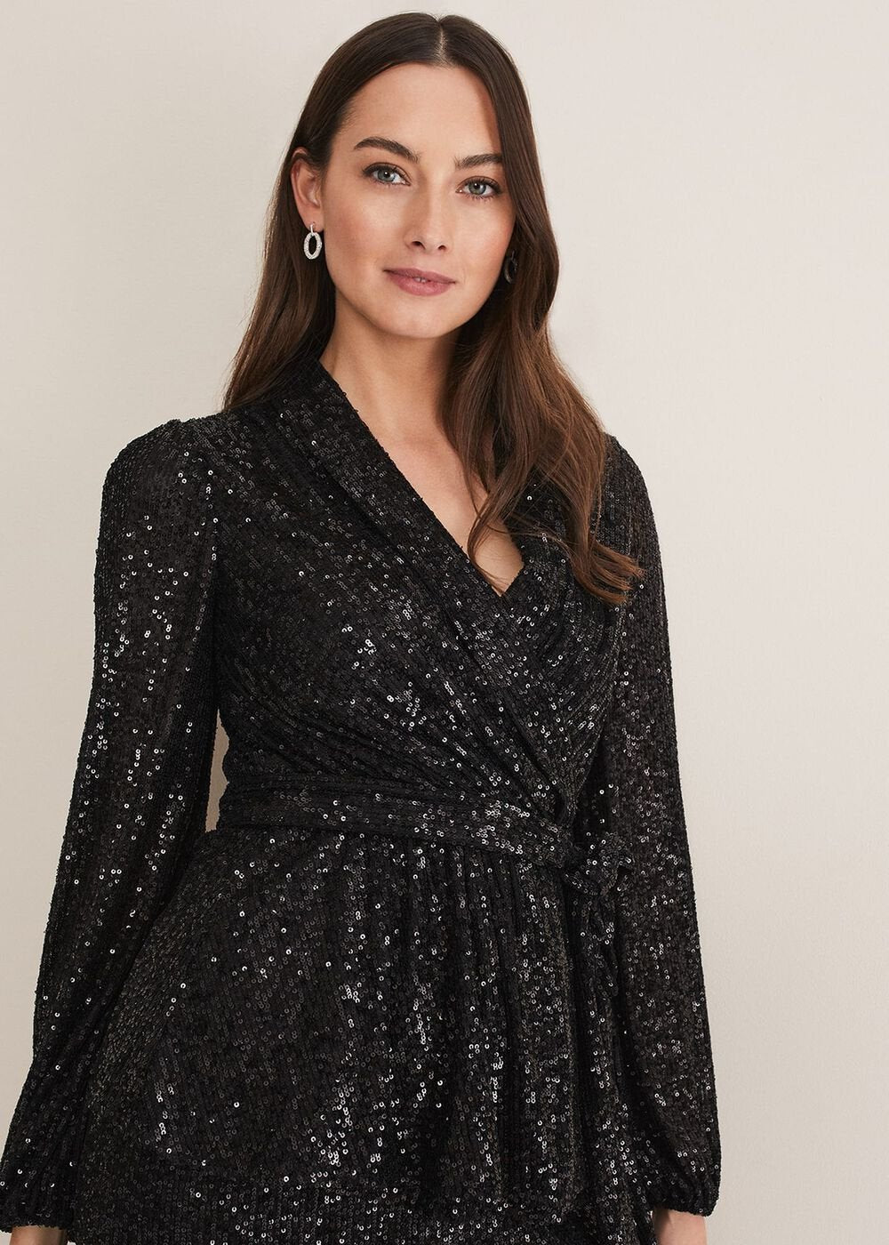 Florentine Sequin Blouse Co-Ord - Black