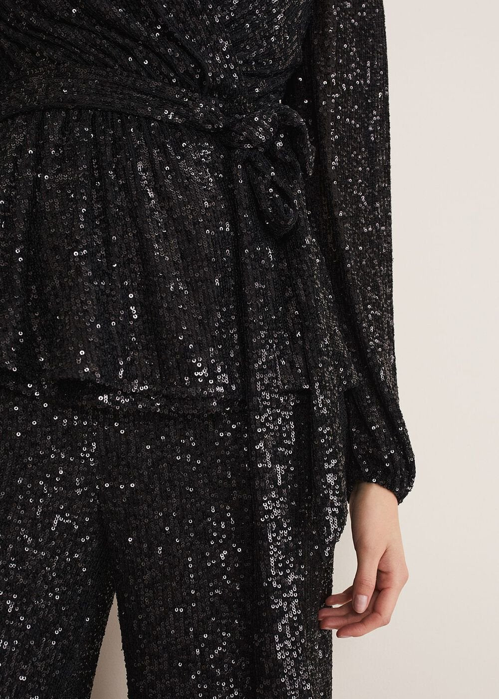 Florentine Sequin Blouse Co-Ord - Black