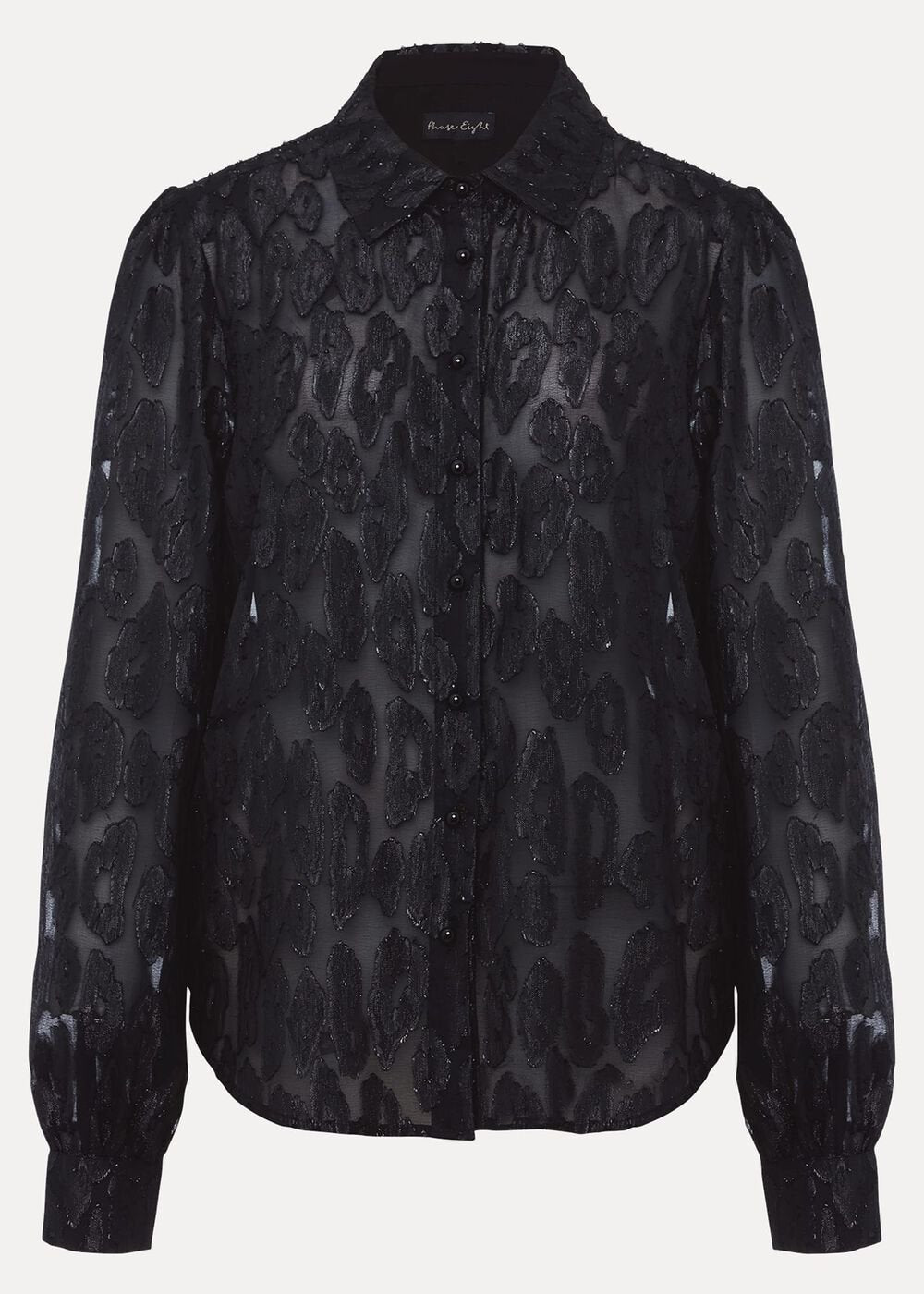 Tate Leopard Jacquard Blouse - Black