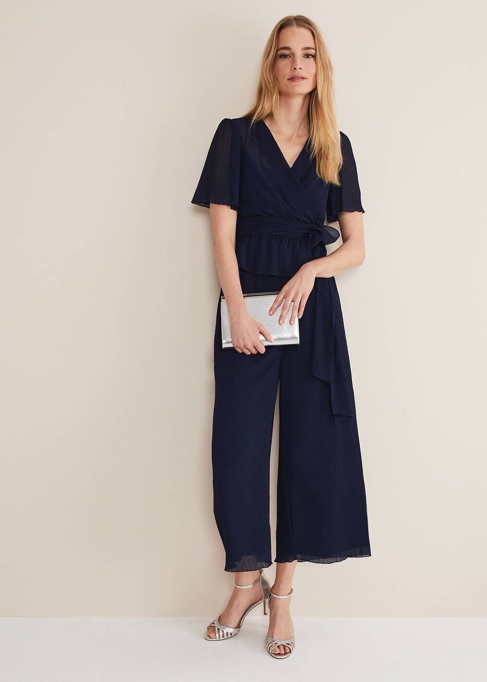 Aster Plisse Wrap Top Co-Ord - French Navy