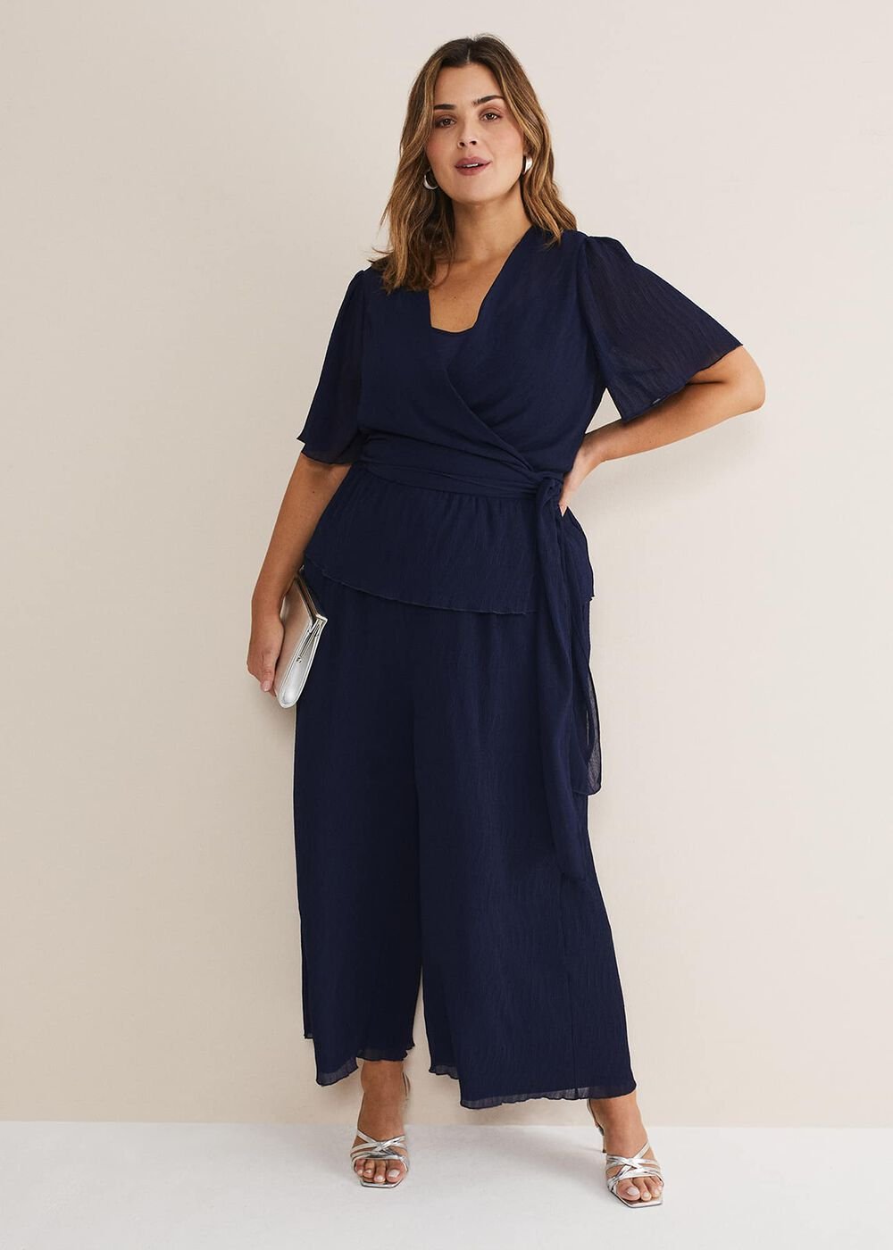 Aster Plisse Wrap Top Co-Ord - French Navy