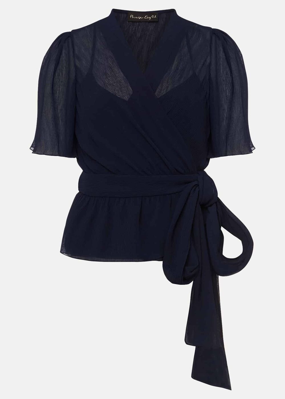 Aster Plisse Wrap Top Co-Ord - French Navy