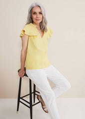 Ines Linen Top - Yellow