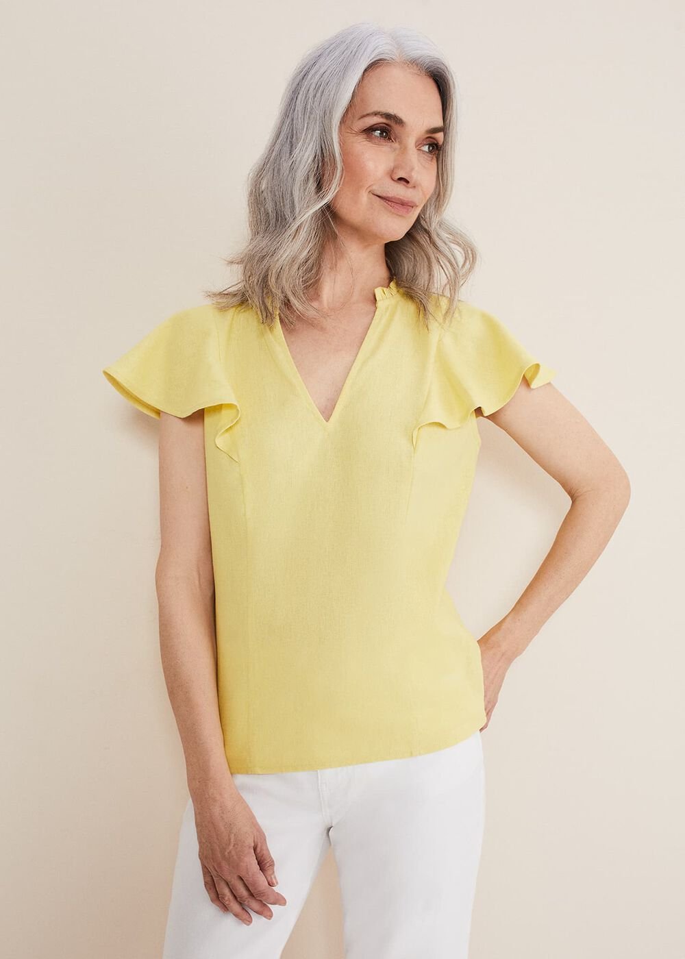 Ines Linen Top - Yellow
