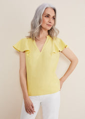 Ines Linen Top - Yellow