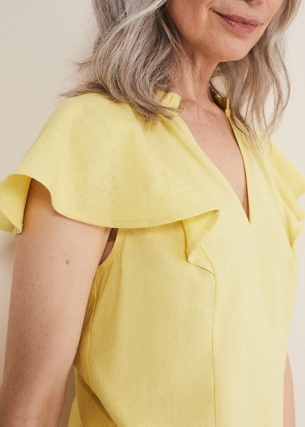 Ines Linen Top - Yellow