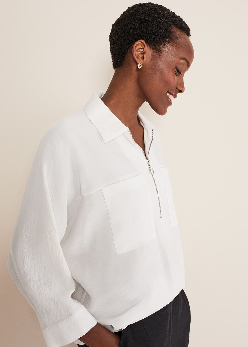 Cynthia Zip Shirt - White