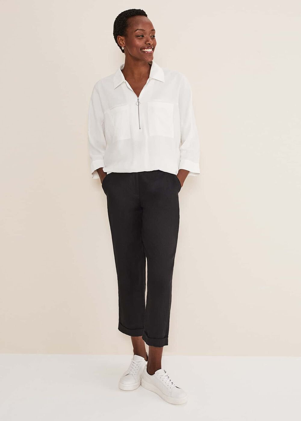 Cynthia Zip Shirt - White