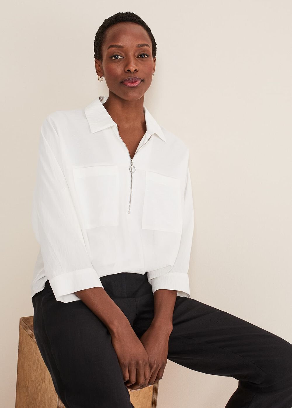Cynthia Zip Shirt - White