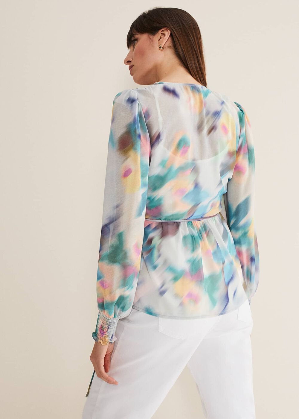 Sonya Printed Wrap Blouse - Multi-Coloured
