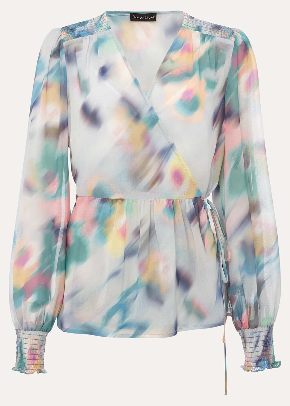 Sonya Printed Wrap Blouse - Multi-Coloured