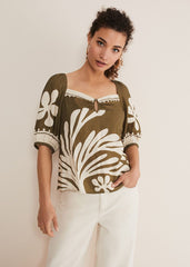 Hesta Linen Top - Olive