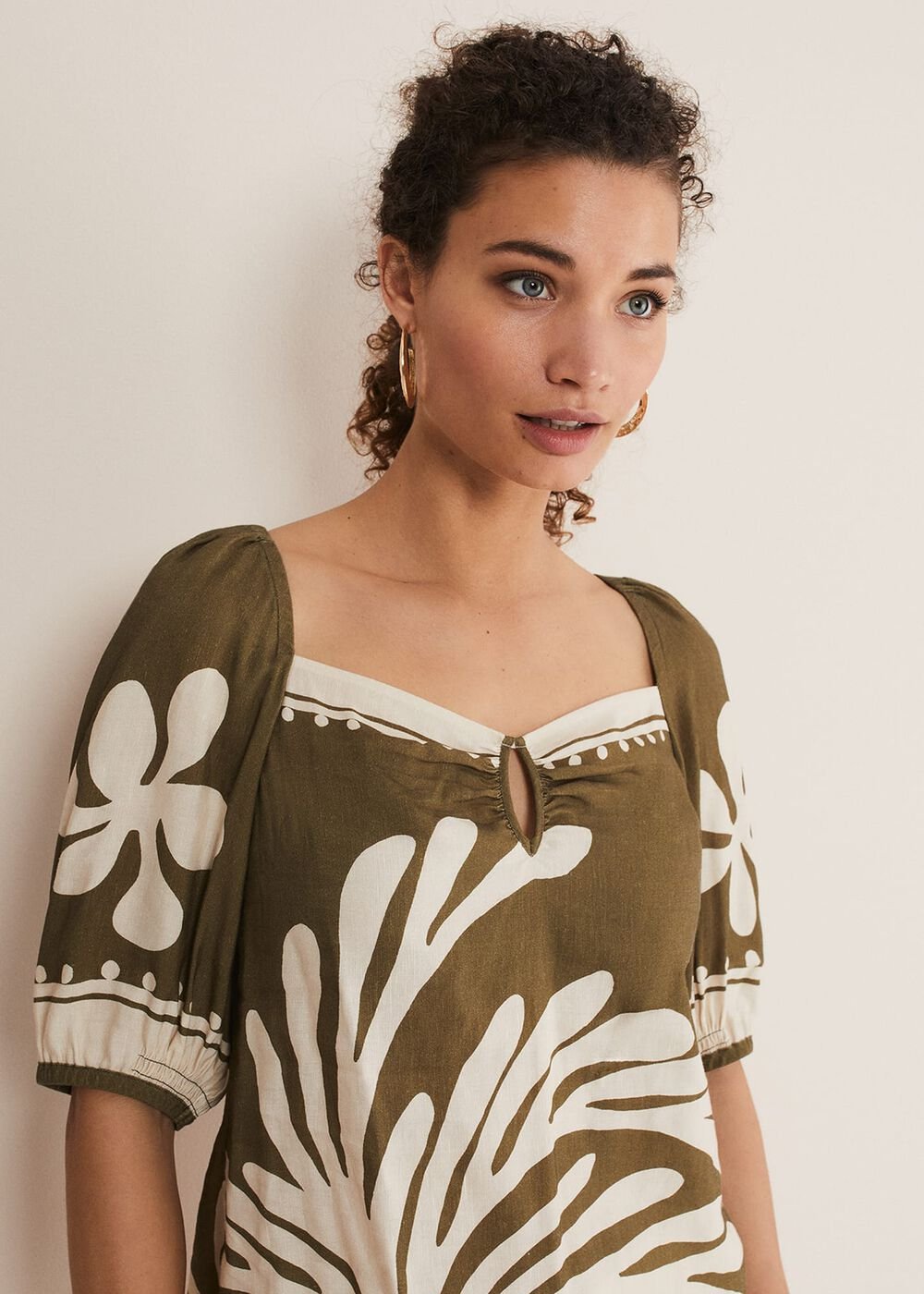 Hesta Linen Top - Olive