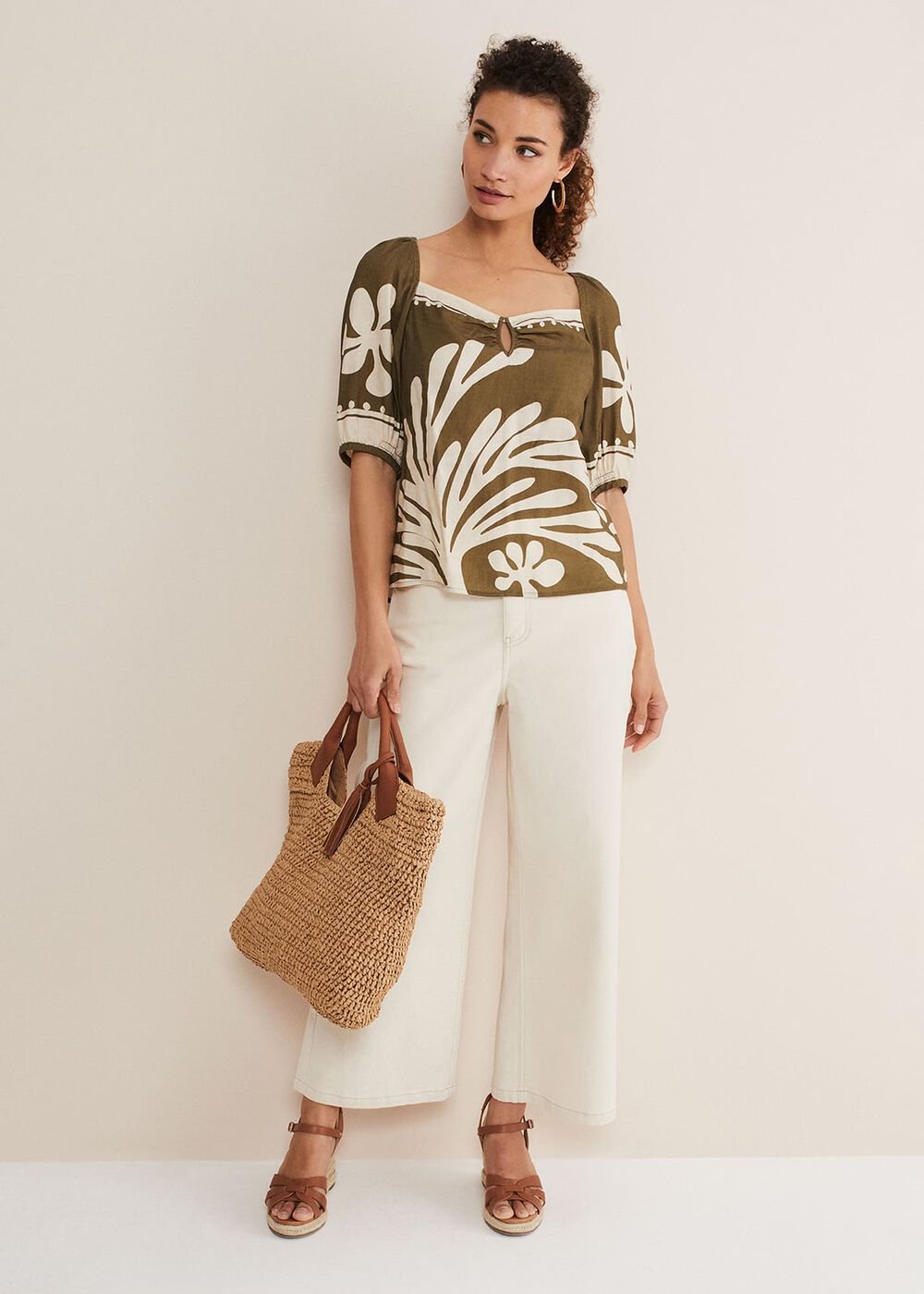 Hesta Linen Top - Olive