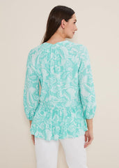 Lara Paisley Print Blouse - Aqua