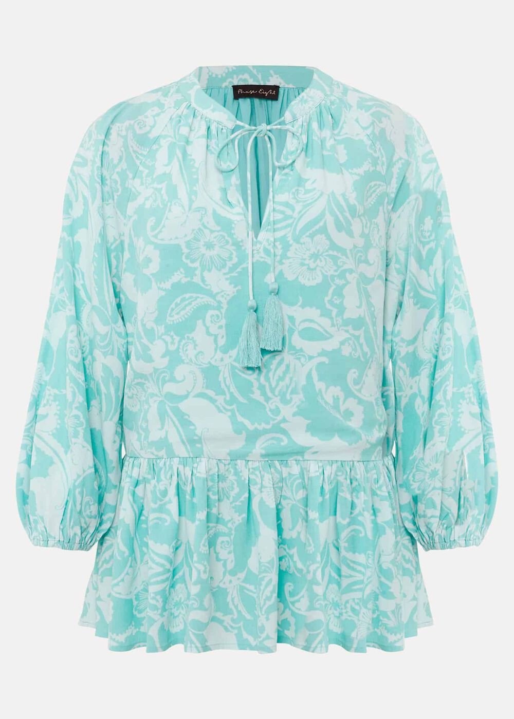 Lara Paisley Print Blouse - Aqua