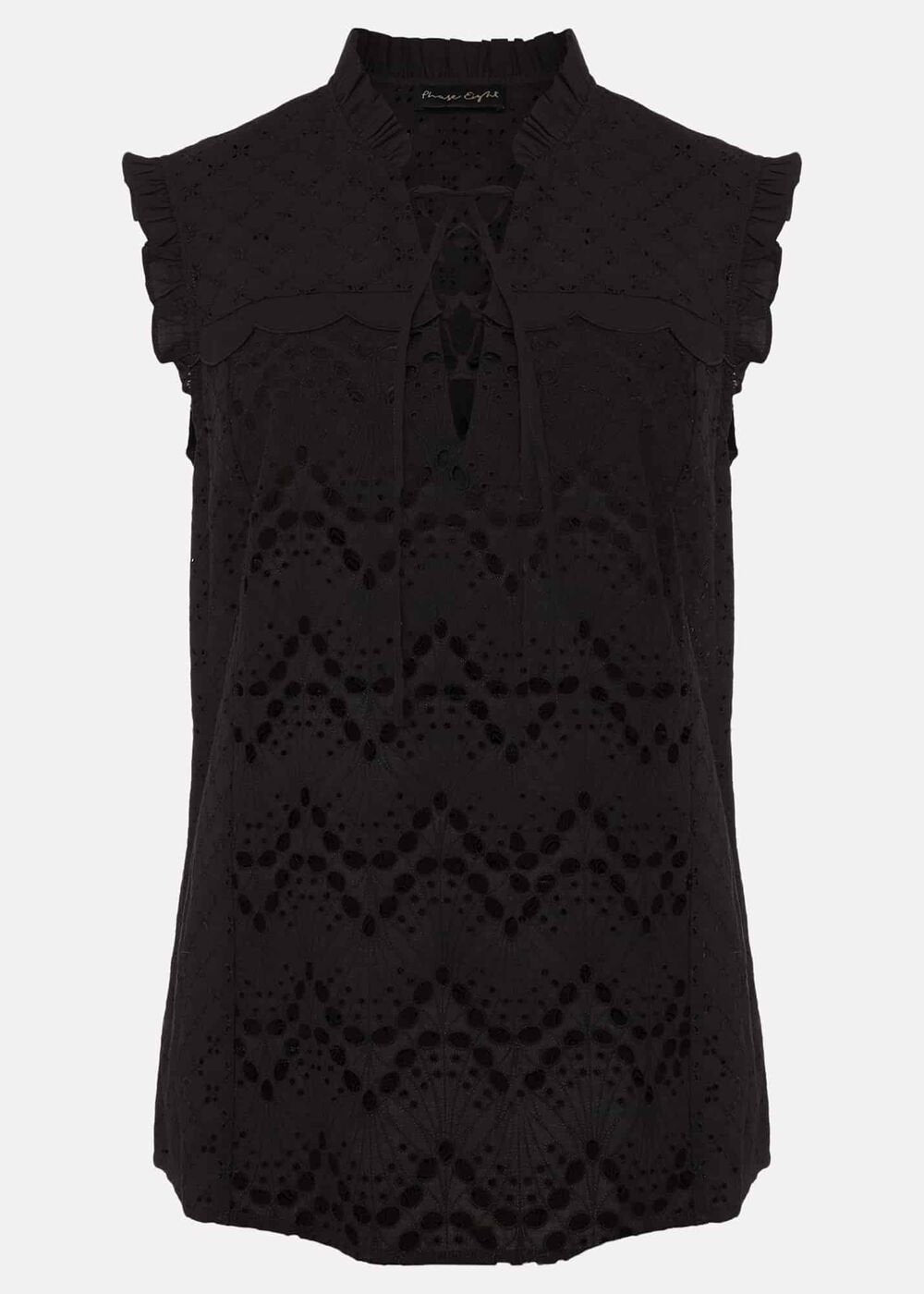 Mollie Broderie Sleeveless Blouse - Black