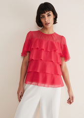 Stacey Ruffle Blouse - Fuschia
