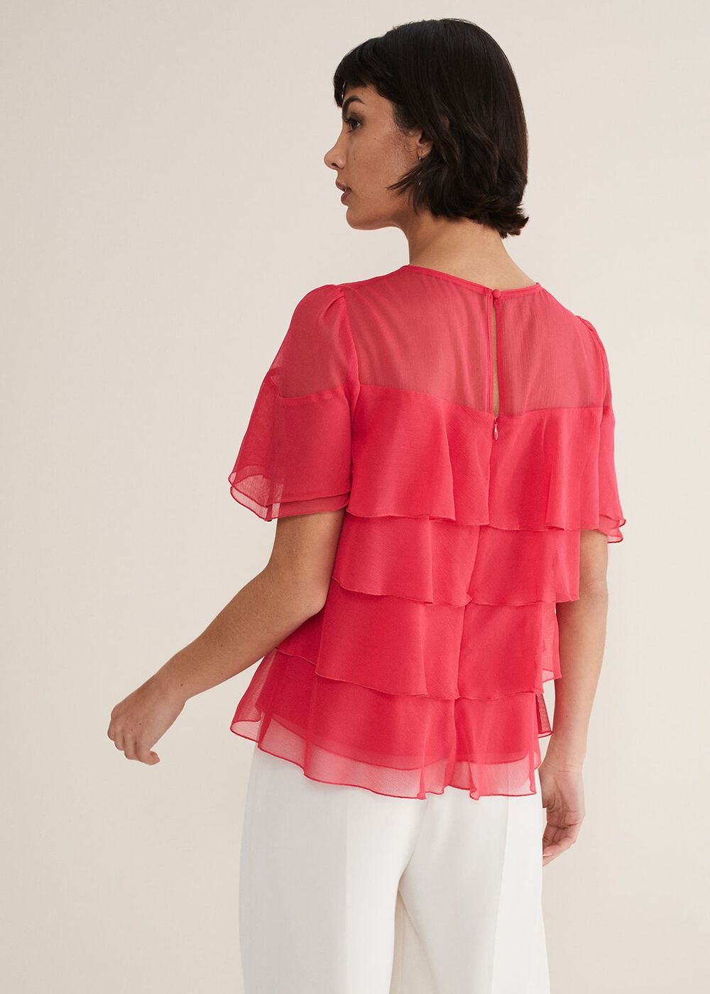 Stacey Ruffle Blouse - Fuschia