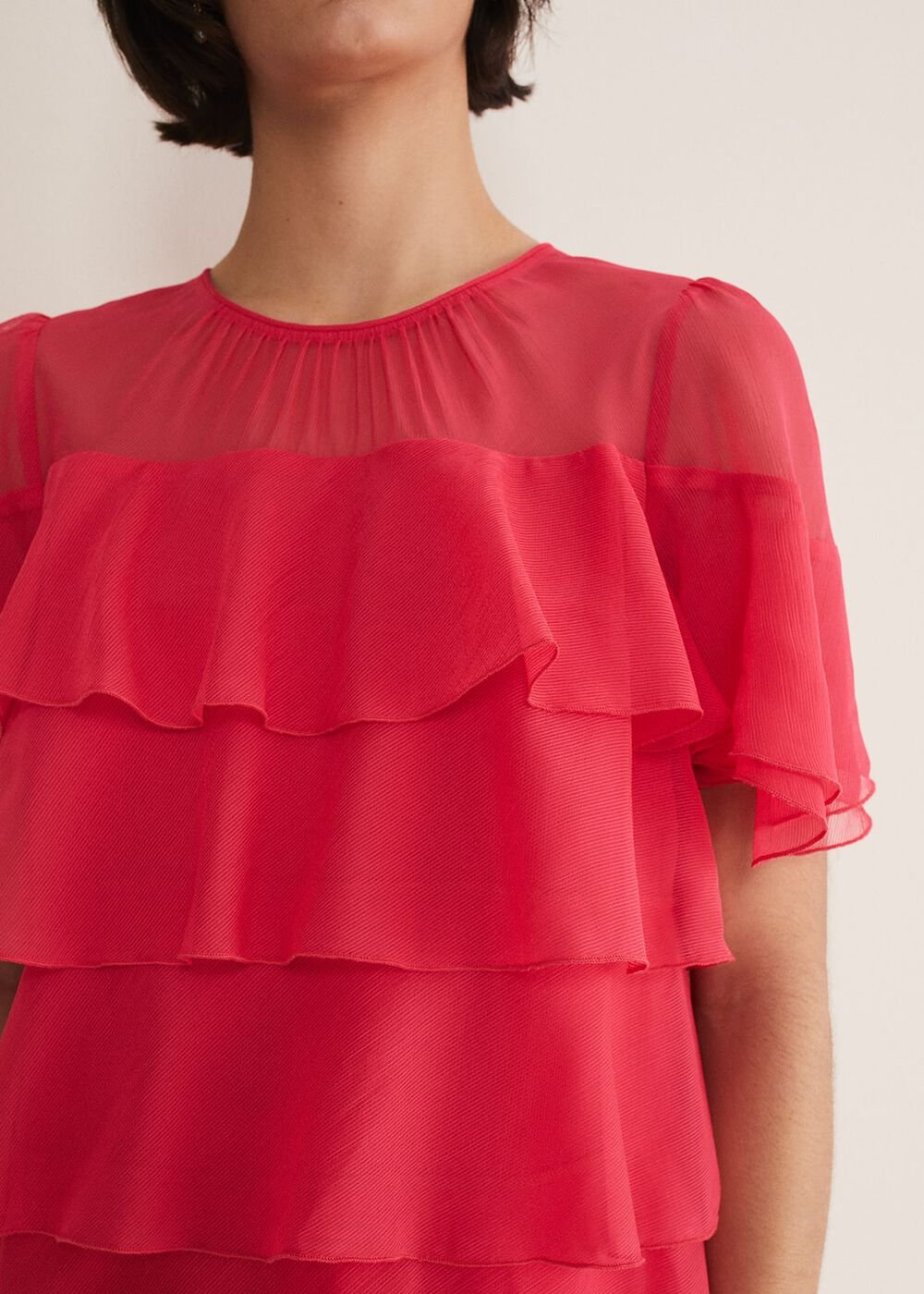 Stacey Ruffle Blouse - Fuschia