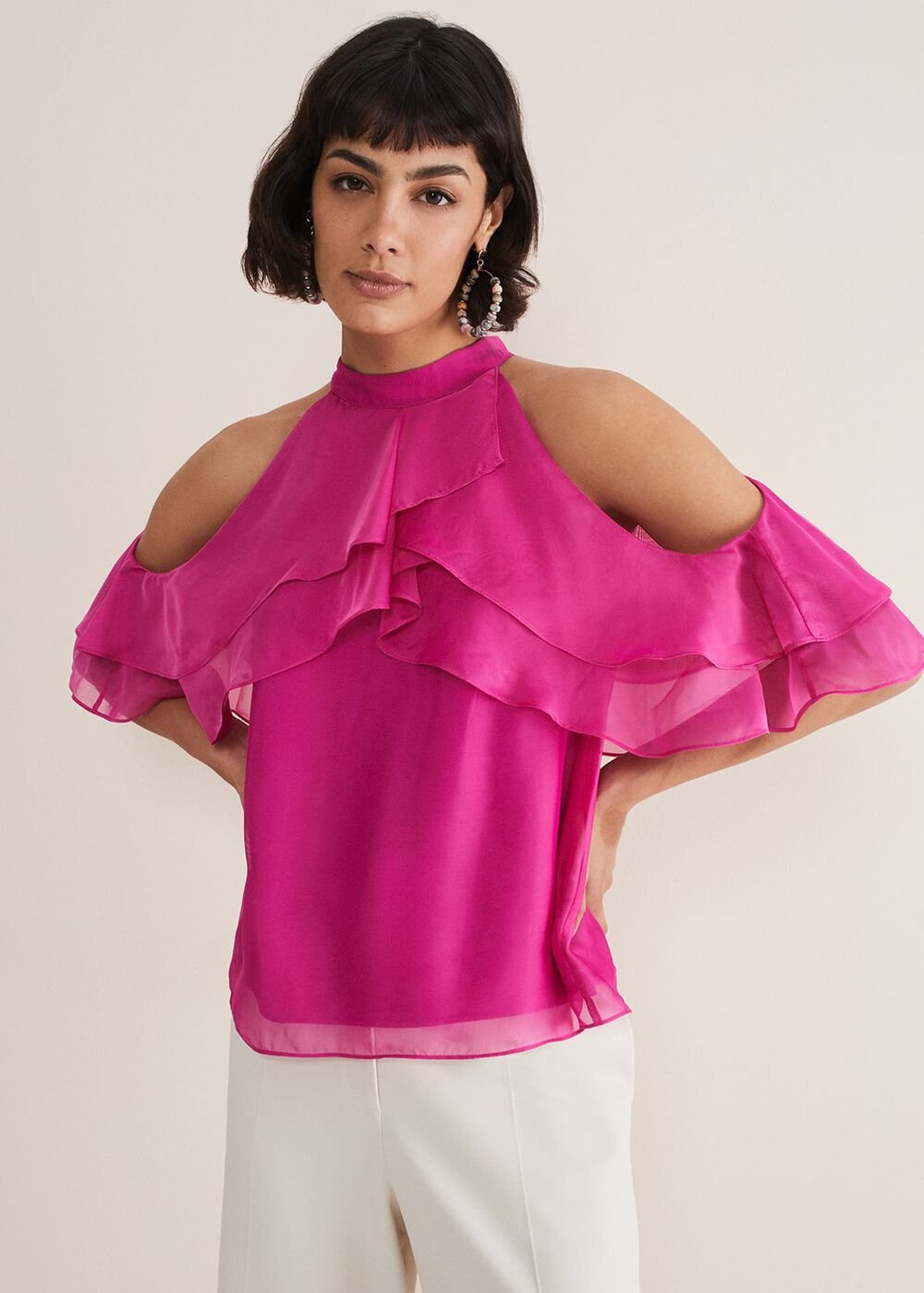 Heather Ruffle Top - Fuschia