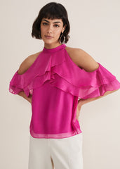 Heather Ruffle Top - Fuschia