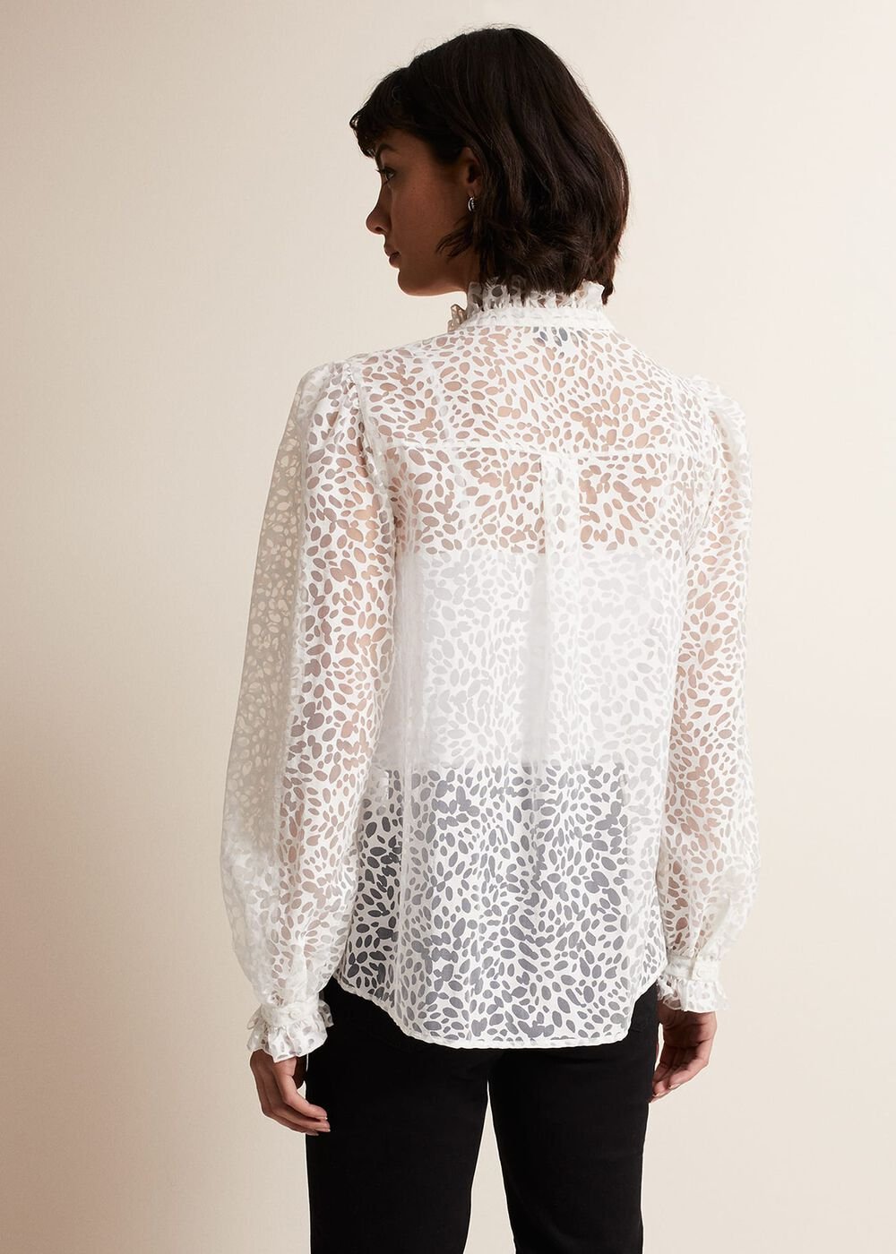 Astella Ruffle Burnout Blouse - White