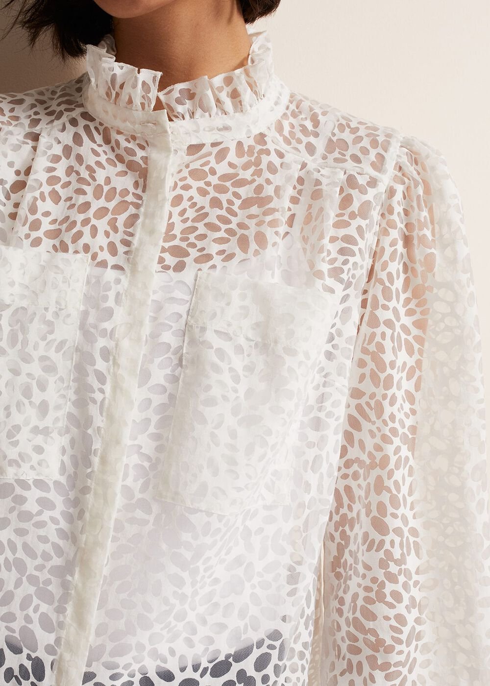 Astella Ruffle Burnout Blouse - White