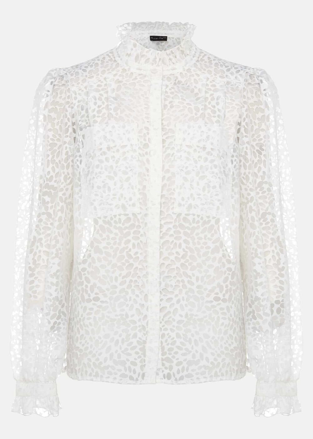 Astella Ruffle Burnout Blouse - White