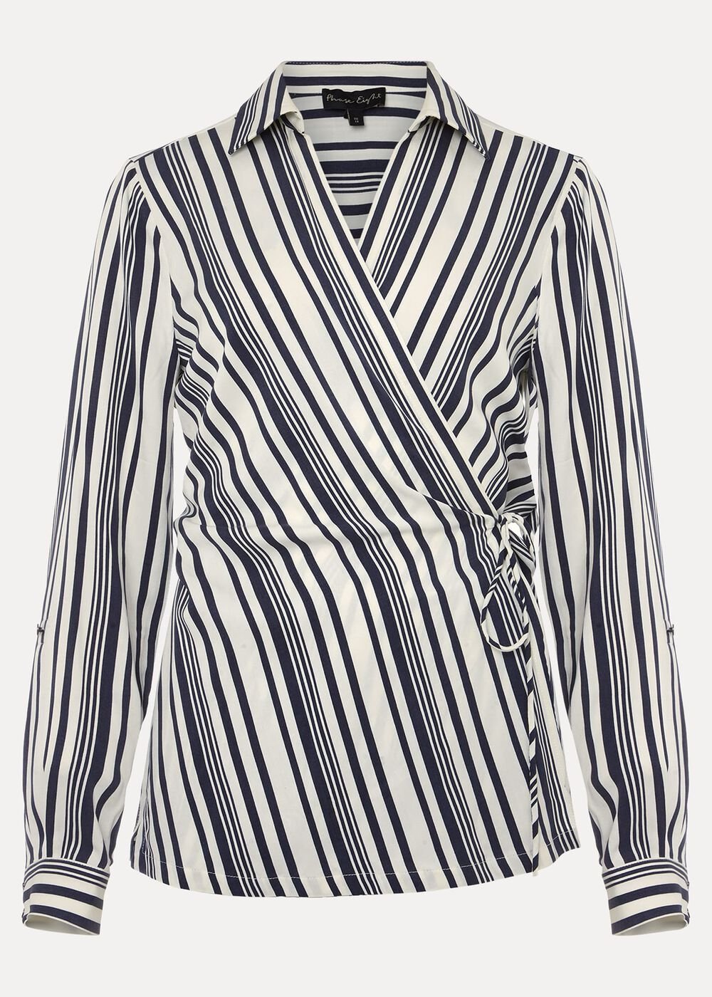 Dalila Striped Wrap Blouse - Carbon/Ivory