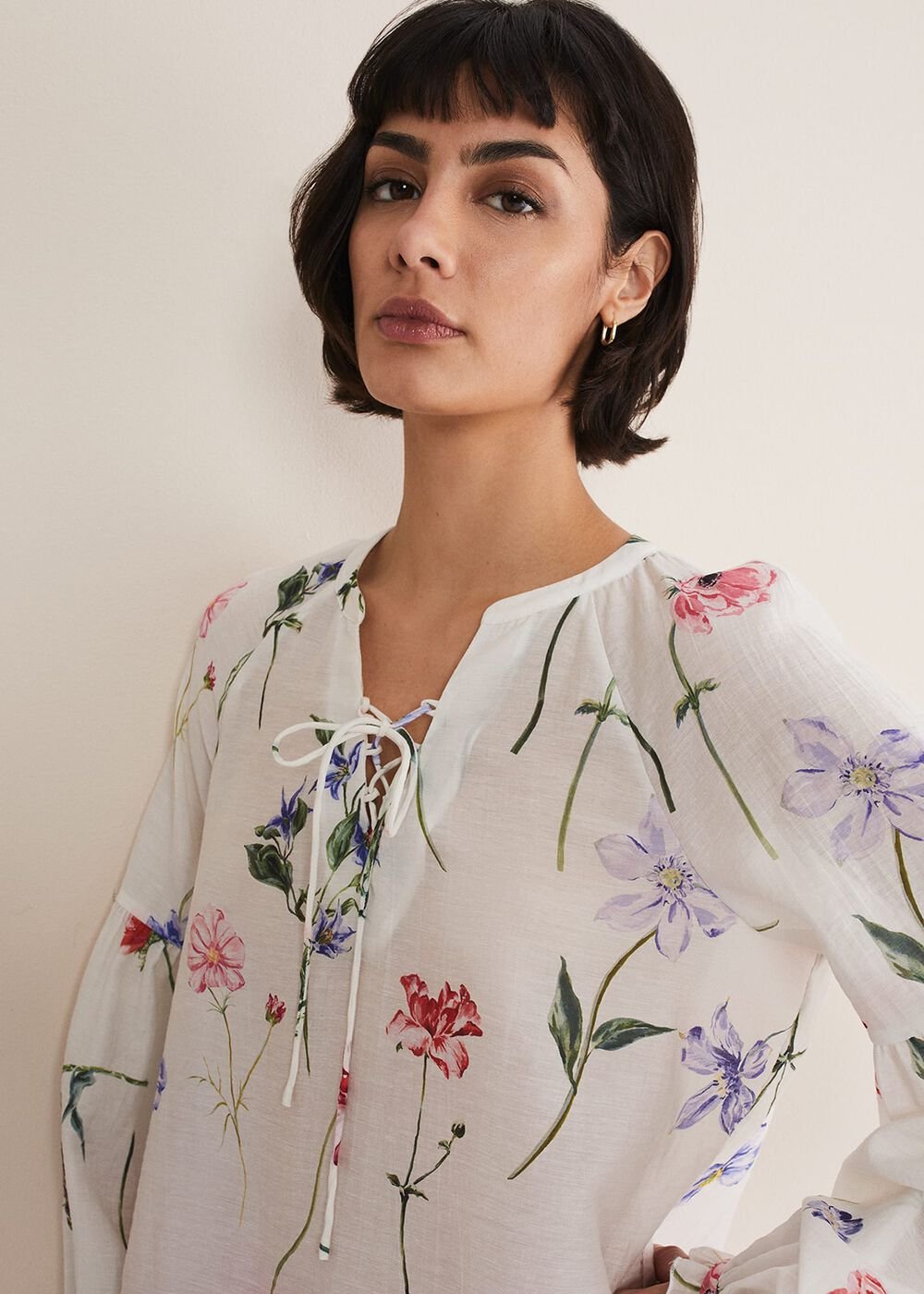 Marianne Floral Blouse - Ivory/Multi