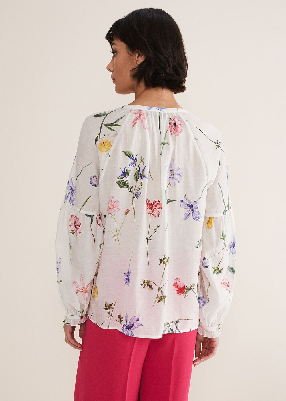 Marianne Floral Blouse - Ivory/Multi