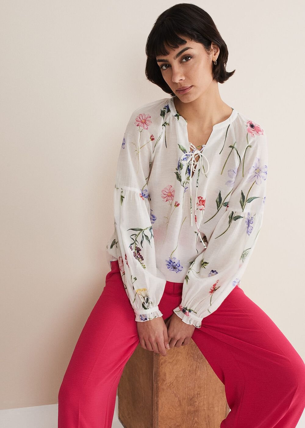 Marianne Floral Blouse - Ivory/Multi