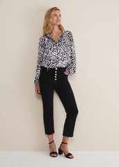 Amryn Abstract Blouse - Carbon/Ivory