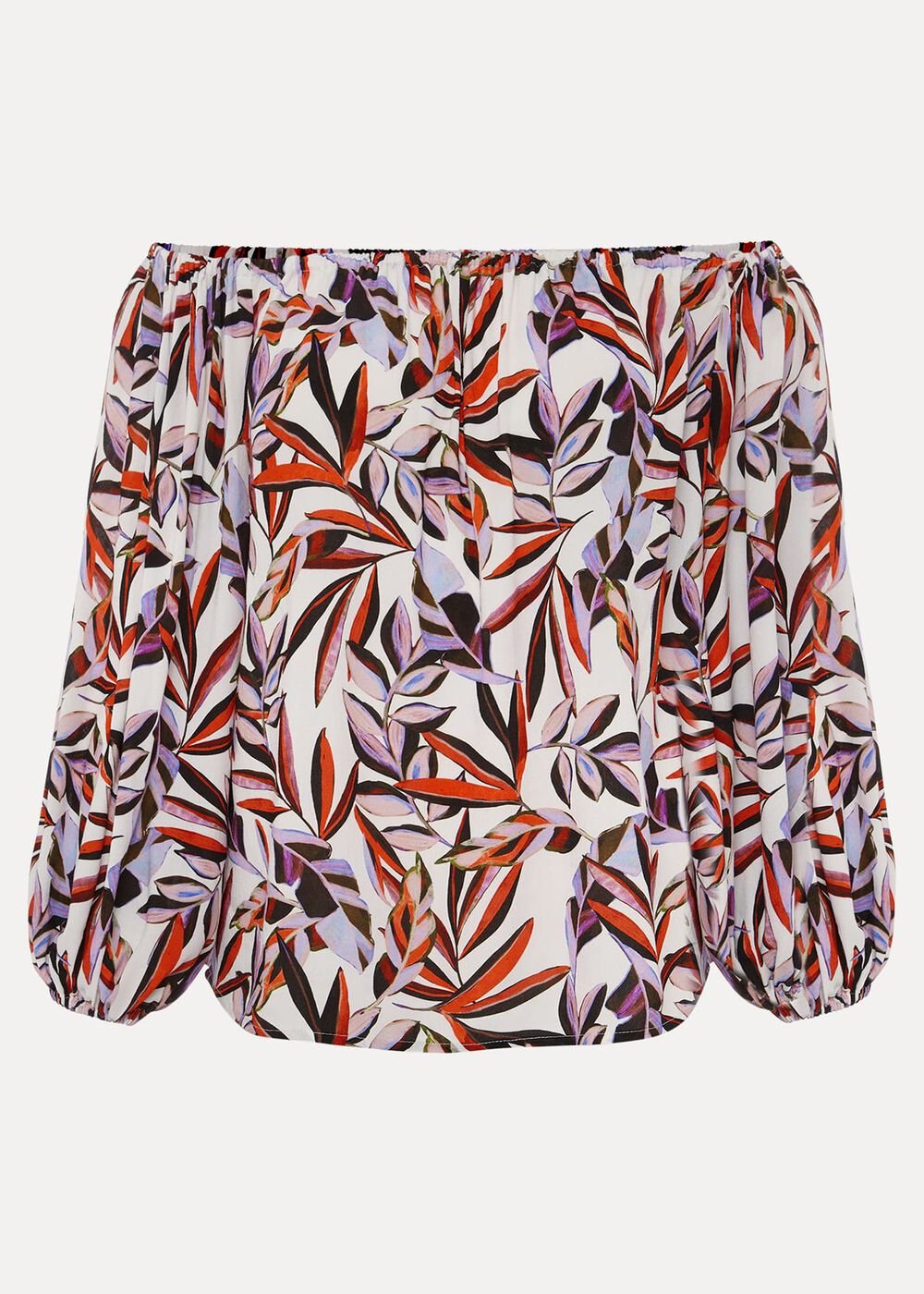 Tona Leaf Print Bardot Top - Multi-Coloured