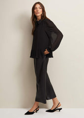 April Black Ruffle Blouse - Black