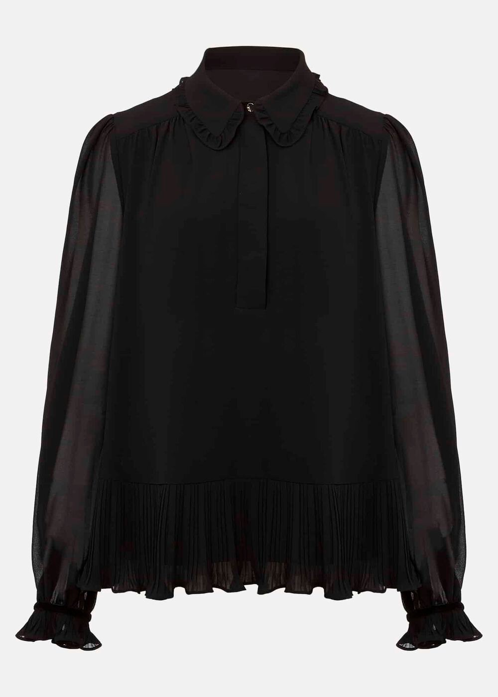 April Black Ruffle Blouse - Black