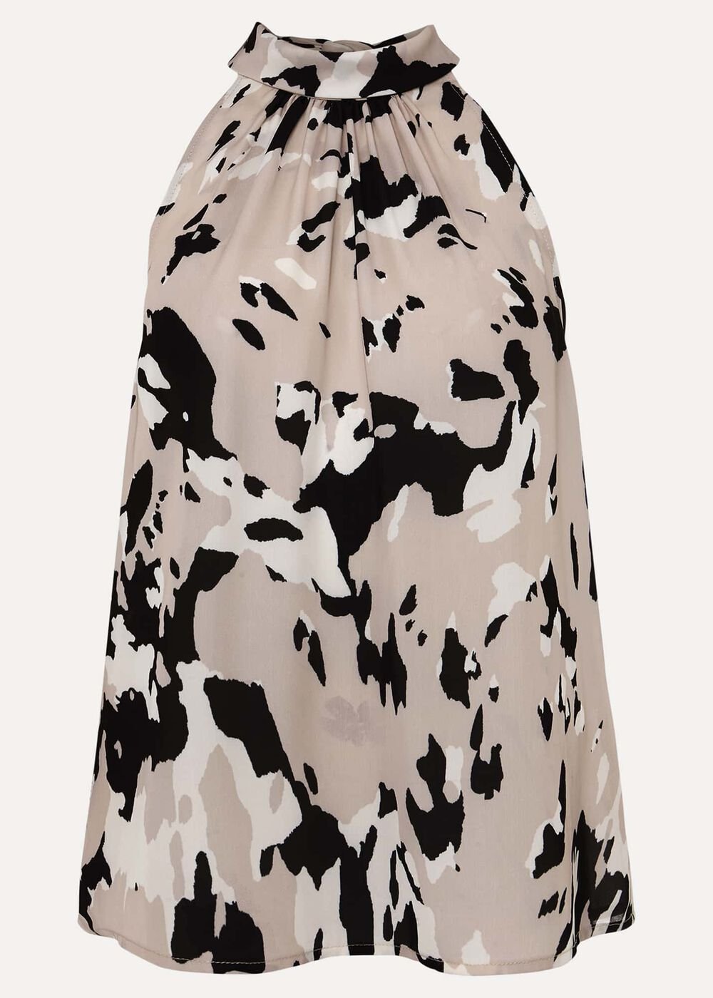 Sejal Printed Halter Neck Top - Black/Putty