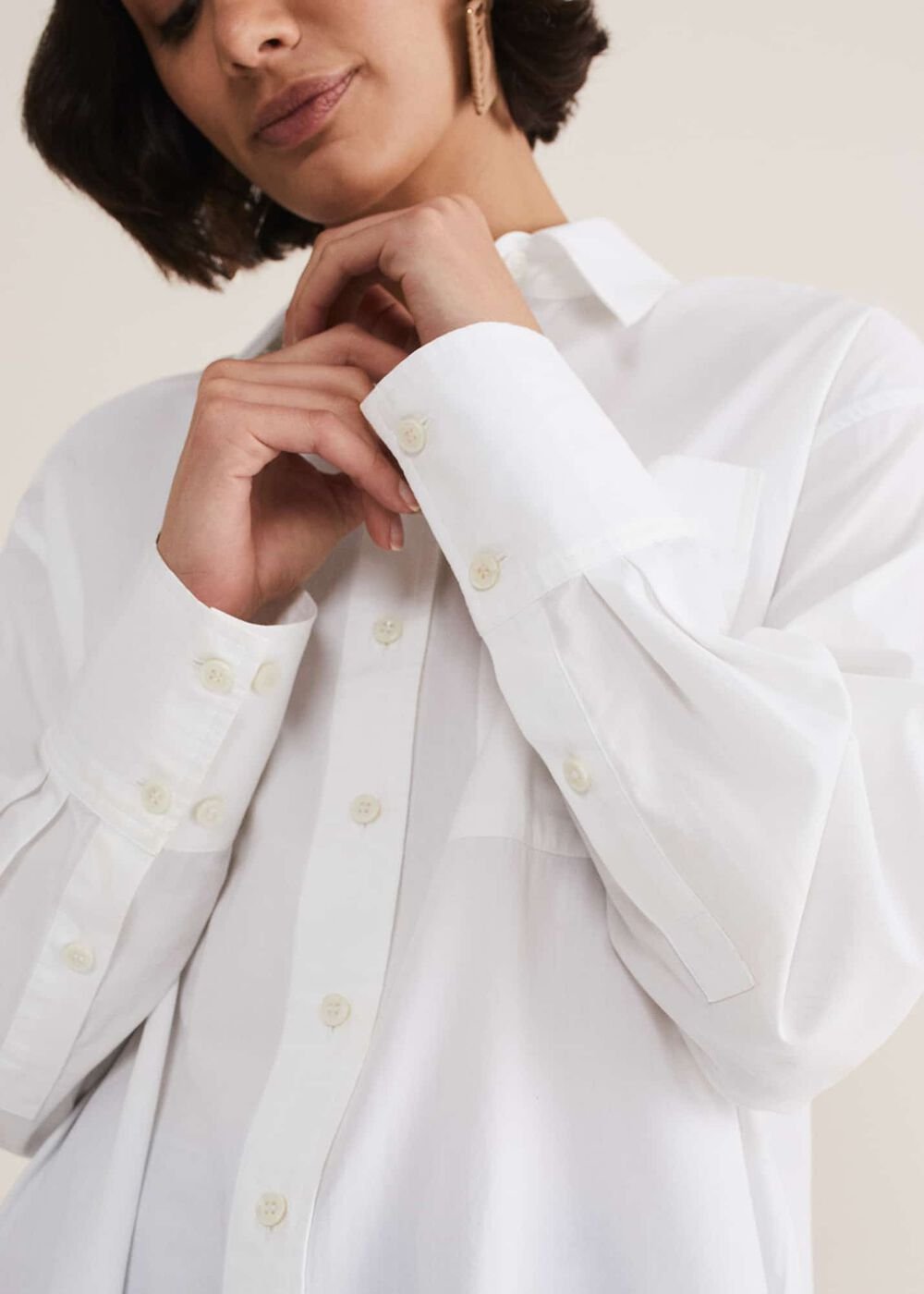 White Cotton Oversized Shirt - White