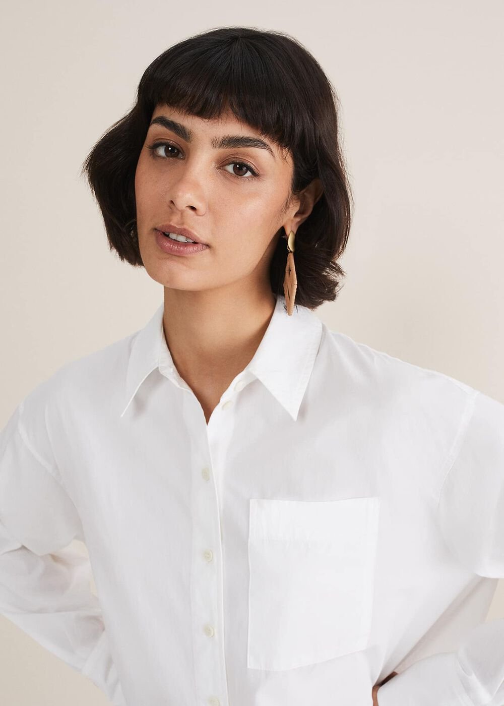 White Cotton Oversized Shirt - White