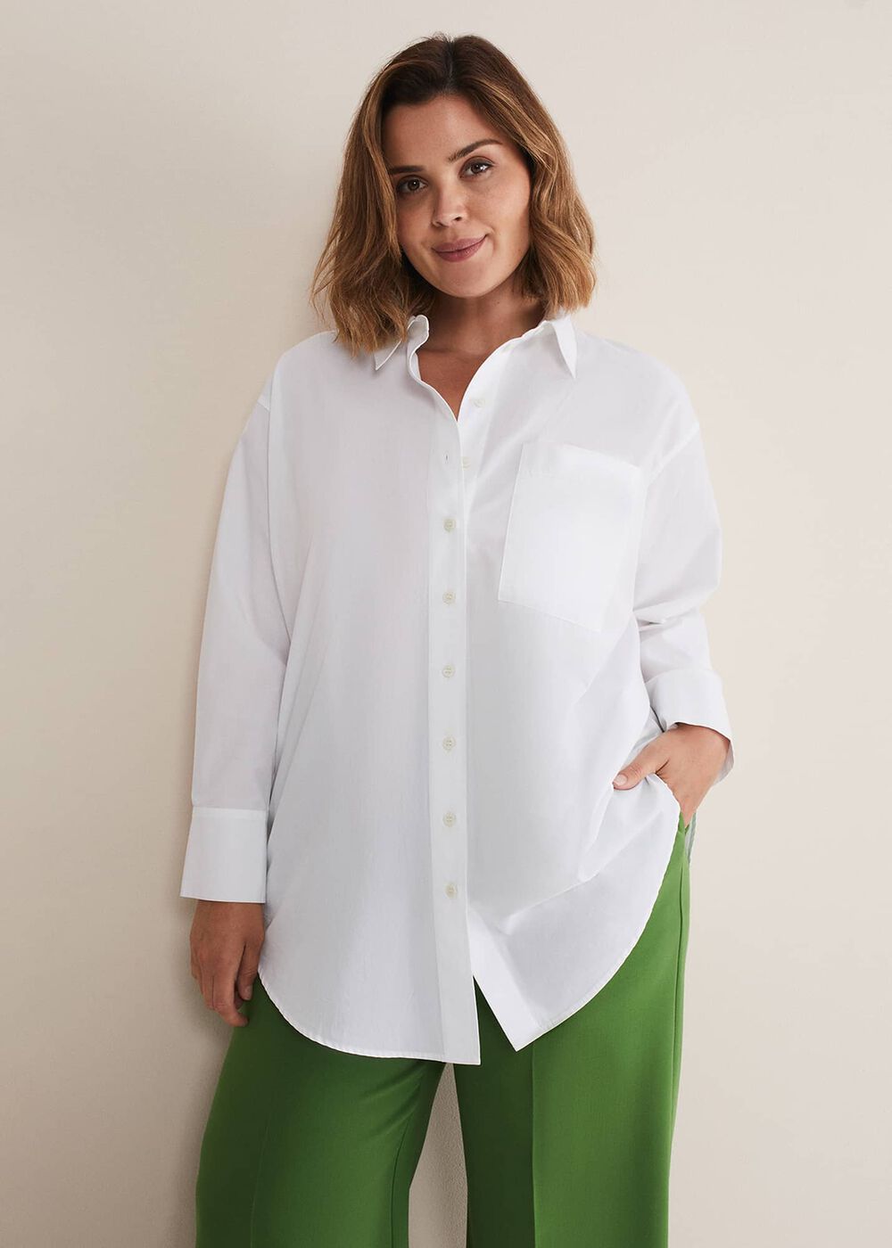 White Cotton Oversized Shirt - White