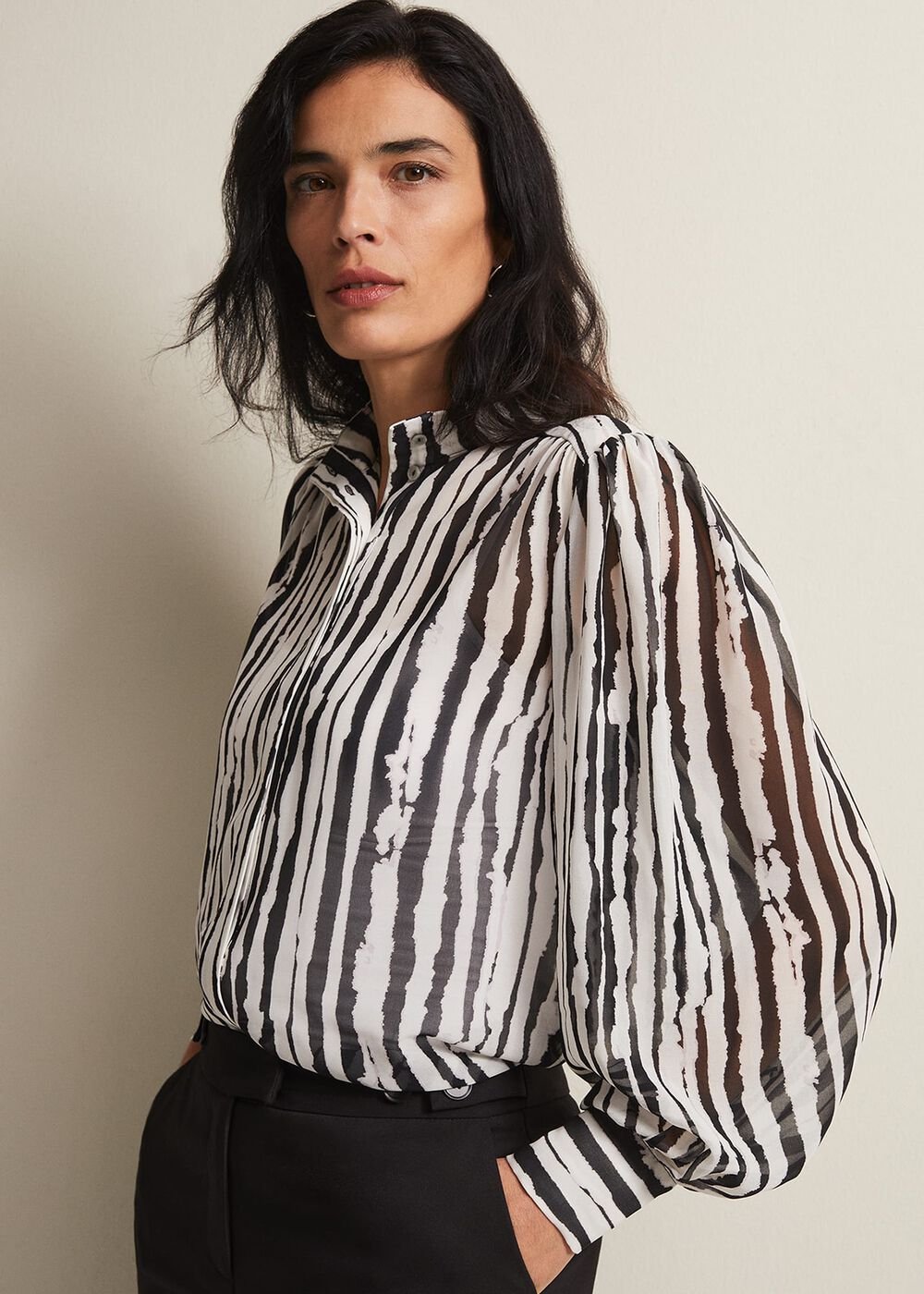 Leinani Mark Making Print Blouse - Black/Multi