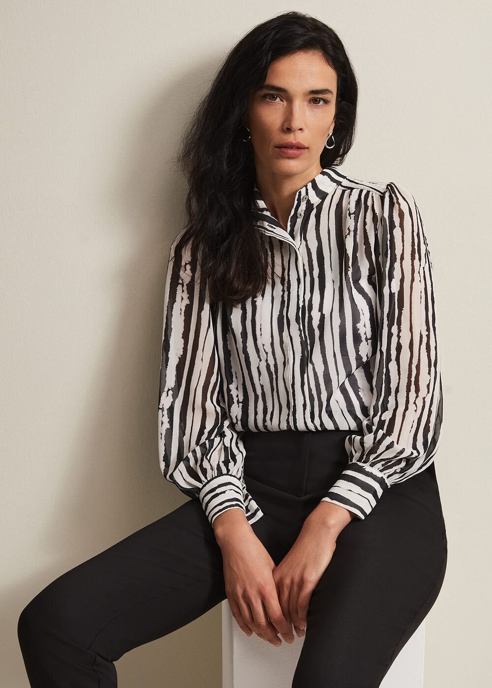 Leinani Mark Making Print Blouse - Black/Multi