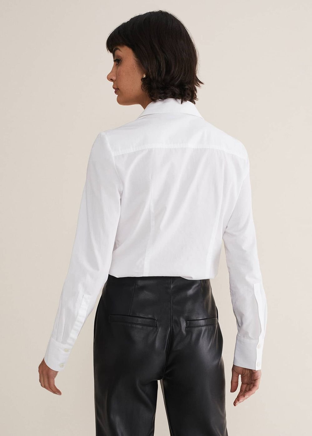 White Cotton Fitted Shirt - White