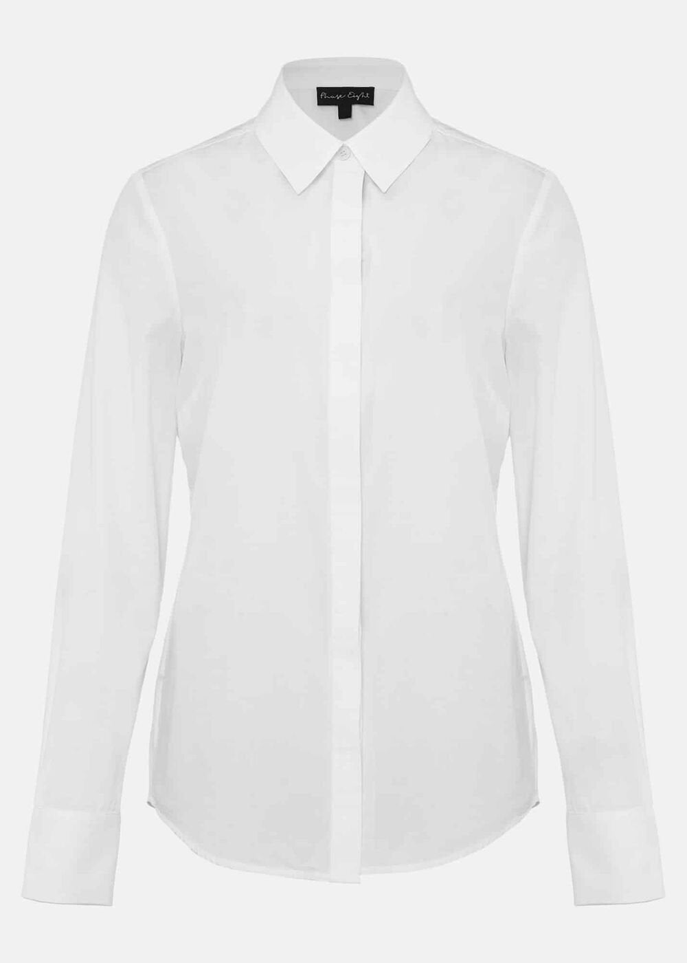 White Cotton Fitted Shirt - White