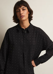 Elowen Embellished Longline Shirt - Black