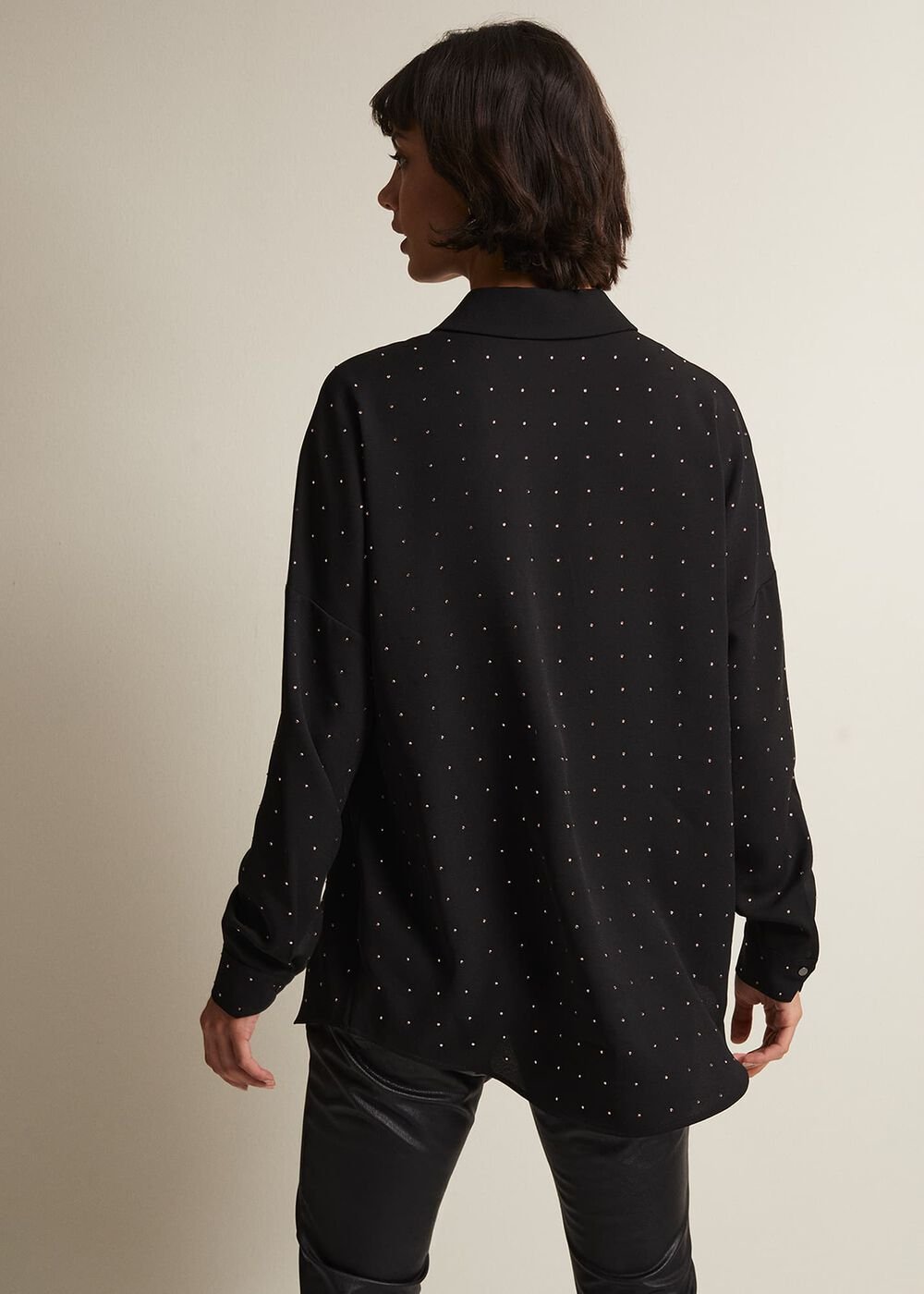 Elowen Embellished Longline Shirt - Black