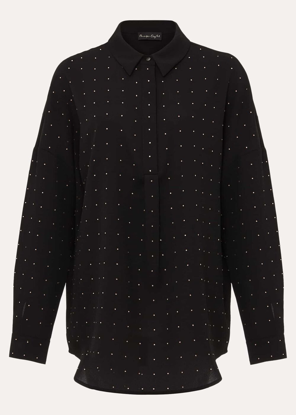Elowen Embellished Longline Shirt - Black