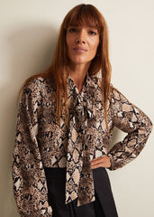 Semira Snake Tie Blouse - Neutral
