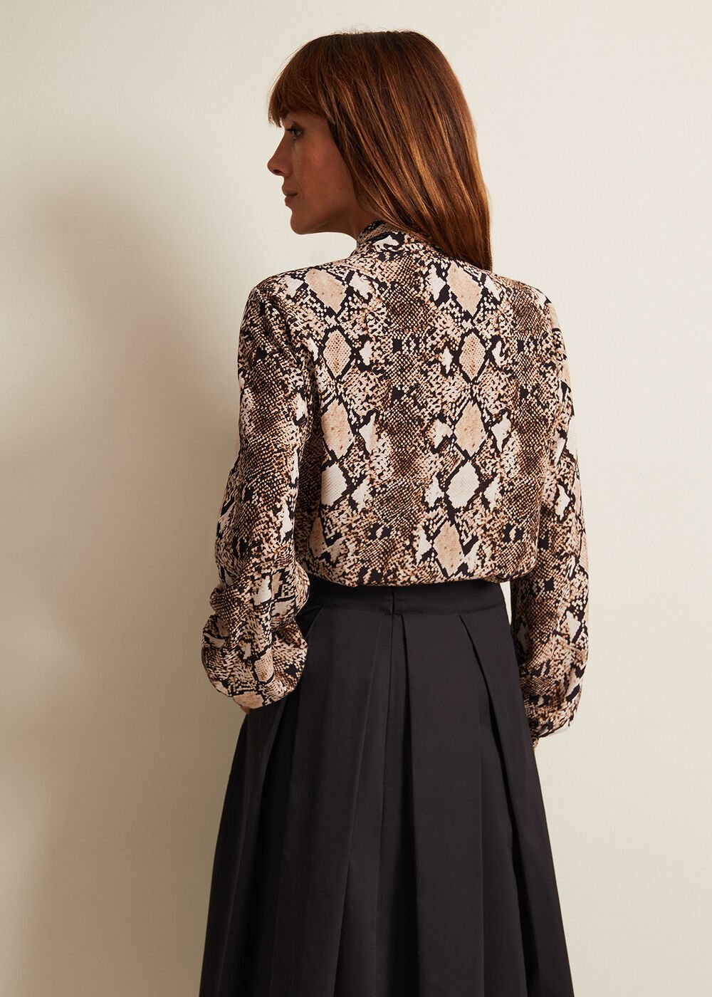 Semira Snake Tie Blouse - Neutral